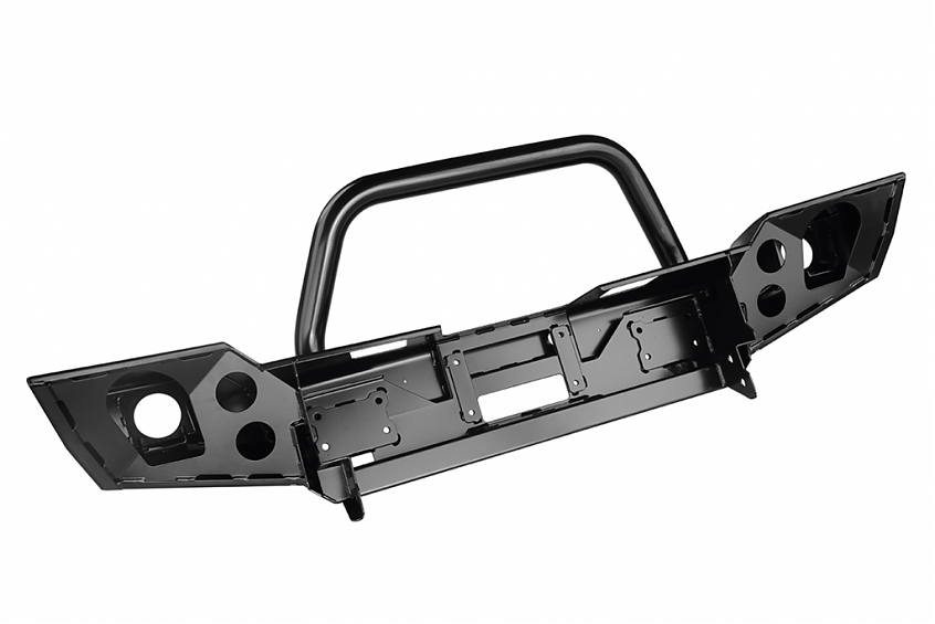 Бампер передний силовой Jeep Wrangler JK 2006+ с доп. фарами и центральной защитной дугой