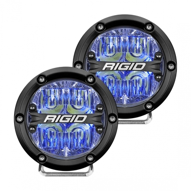 Светодиодные фары Rigid 360 Серия 4 дюйма Водительский свет – Синяя Подсветка (Пара)
