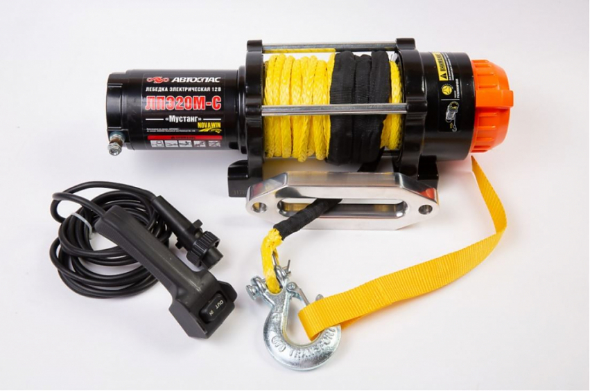 Лебедка электрическая Автоспас ЛПЭ20М-С Мустанг для квадроцикла ( синтетический трос )
