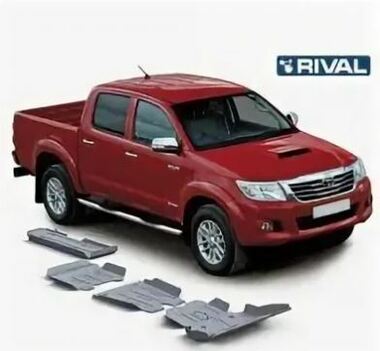 Защита алюминиевая Rival для радиатора и картера Toyota Hilux VII 2005-2015.