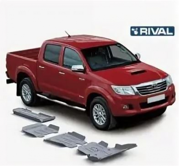 Защита алюминиевая Rival для топливного бака Toyota Hilux VII 2005-2015.