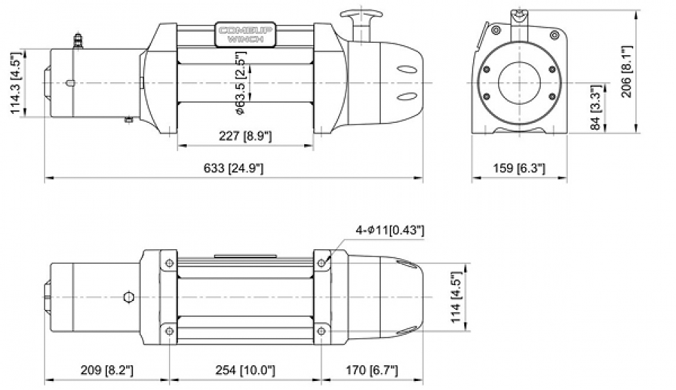 Лебедка автомобильная электрическая COMEUP Seal Gen2 12.5 12V стальной трос