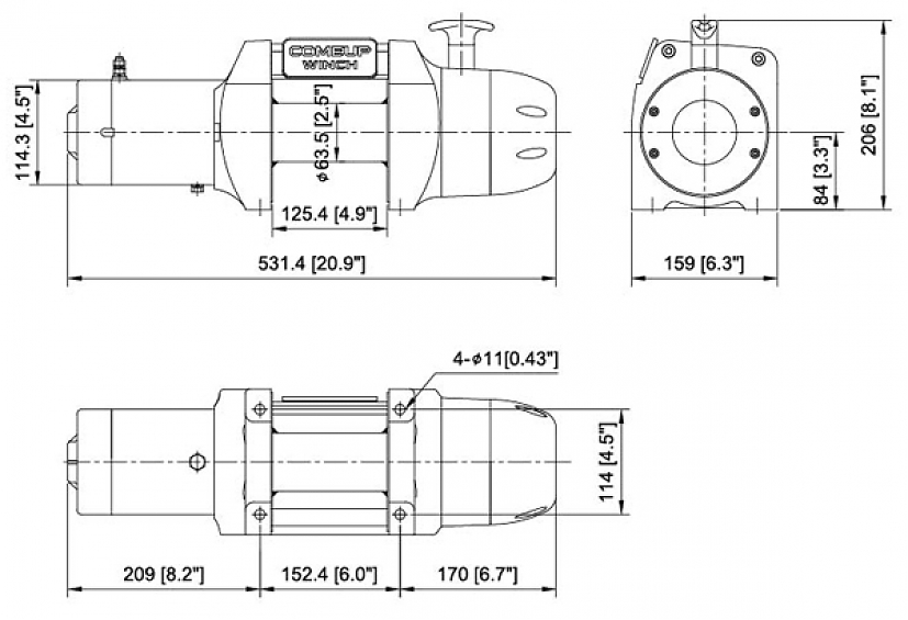 Лебедка автомобильная спортивная электрическая COMEUP Seal MadX 8.0s 12V SD (EAC) короткий барабан без троса