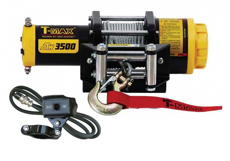 Лебедка электрическая для квадроциклов (ATV) T-MAX ATW PRO 3500 стальной трос