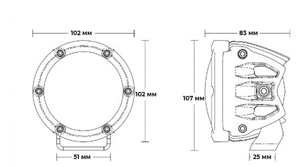 Светодиодные фары Rigid 360 Серия 4 дюйма Водительский свет – Янтарная Подсветка (Пара)