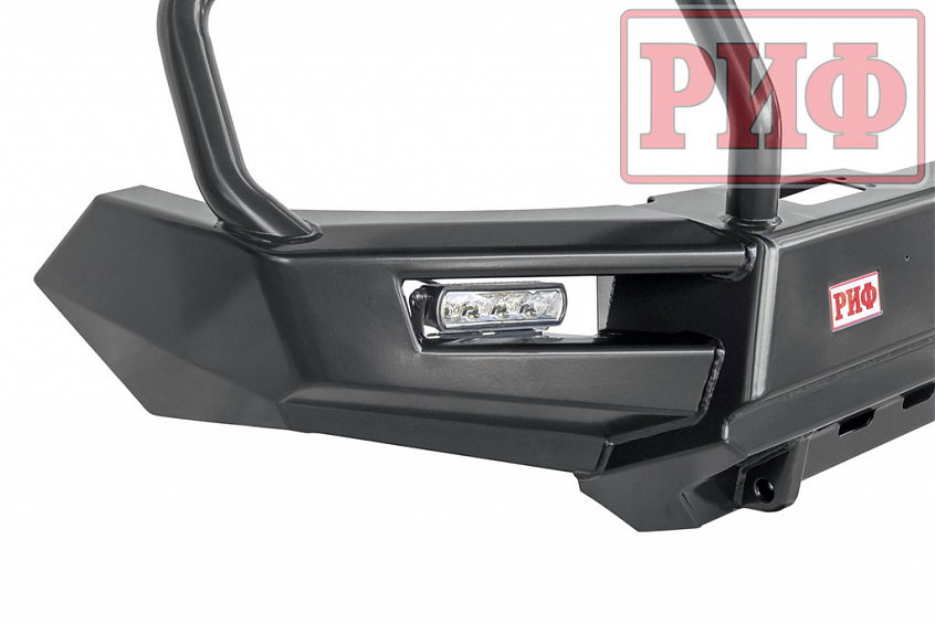 Бампер РИФ силовой передний Mitsubishi L200 2015+ с доп. фарами (арт. B0205), защитной дугой, защитой бачка омывателя