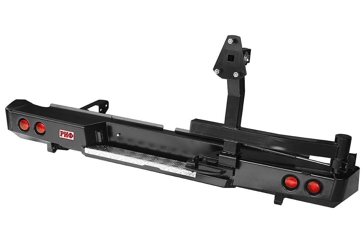 Бампер задний силовой Toyota Hilux 2015+ с фонарями и калиткой, без фаркопа