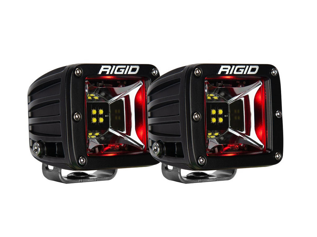 Светодиодные фары Rigid Radiance Scene (4 светодиода) - Красная подсветка (пара)