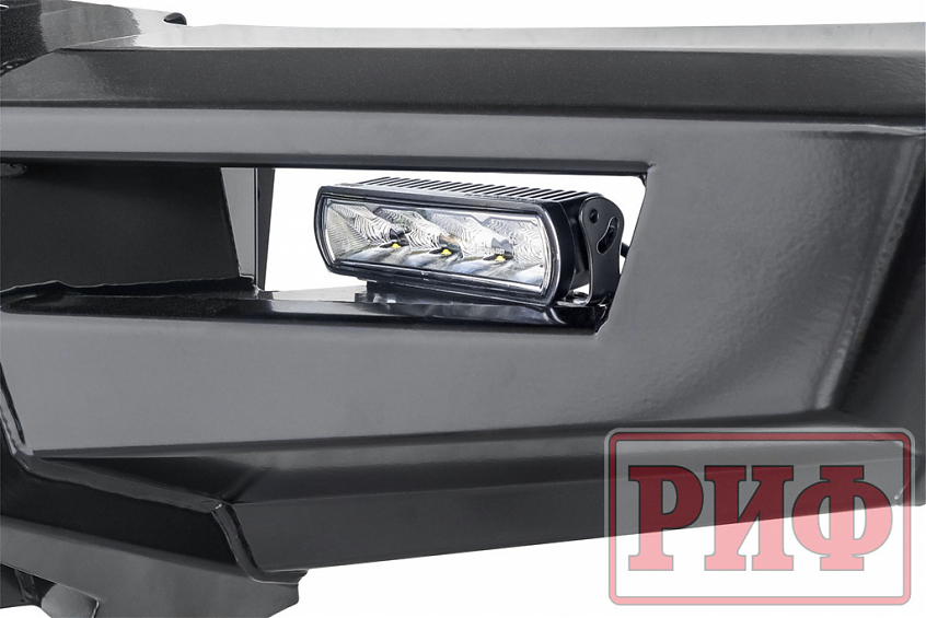Бампер РИФ силовой передний Mitsubishi L200 2015+ с доп. фарами (арт. B0205) и защитой бачка омывателя