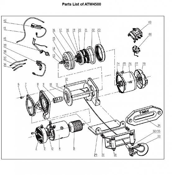 Болт M6x18 крепления внутренней крышки мотора лебедки T-Max ATW-4500-6000