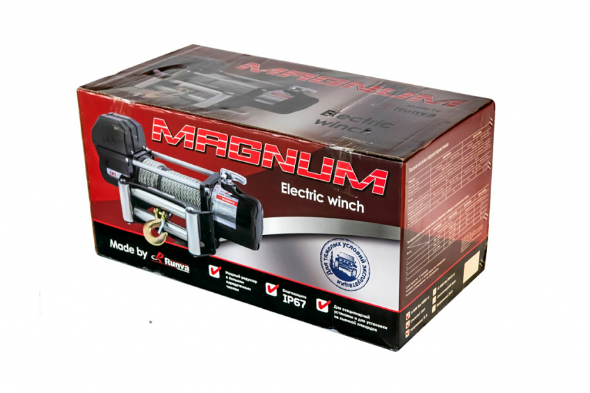 Лебёдка автомобильная электрическая 12V Runva Magnum 12000 lbs 5443 кг (синтетический трос)