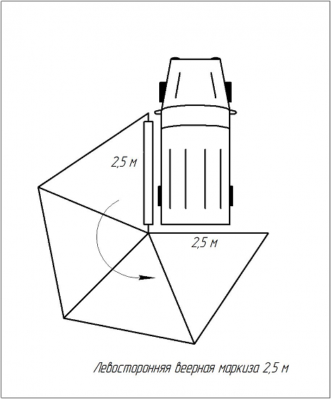 Маркиза автомобильная РИФ веерная 2,5х2,5 м (левая)