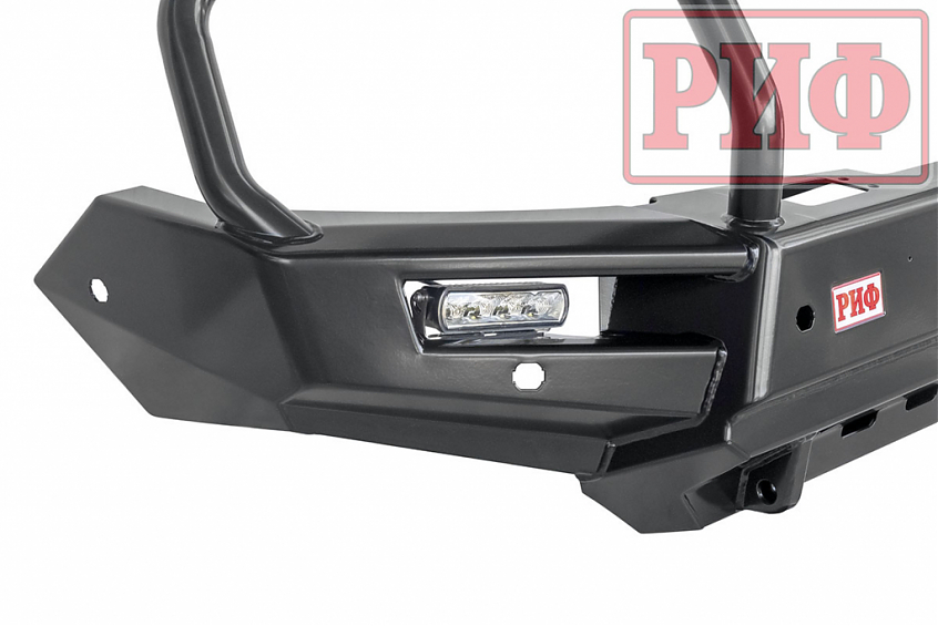 Бампер РИФ силовой передний Mitsubishi Pajero Sport 2015+ с доп. фарами (арт. B0205), защитной дугой, защитой бачка омывателя, под парктроник