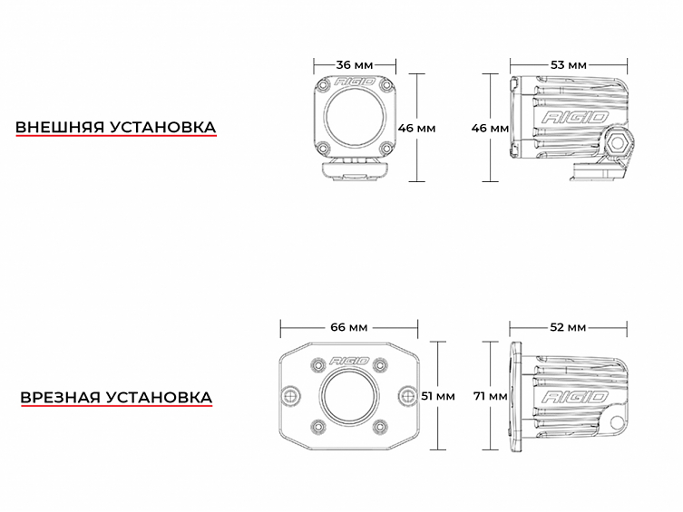 Светодиодные фары Rigid Ignite (1 светодиод) Ближний свет (шт)