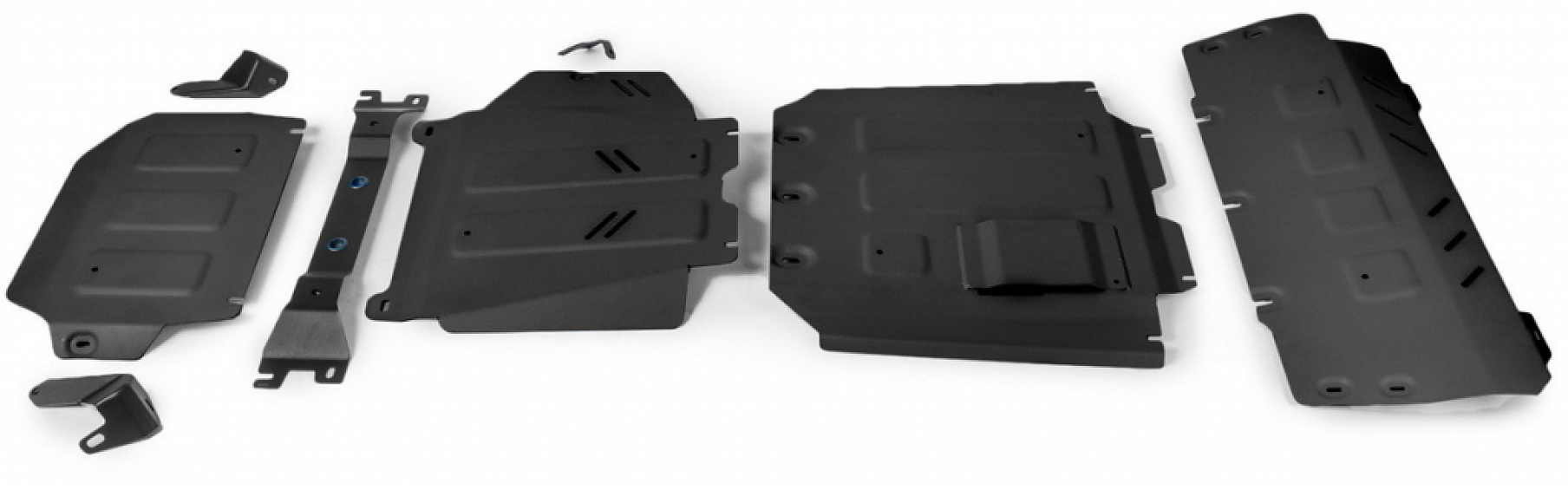 Комплект защиты алюминиевая Rival для радиатора, картера, КПП и РК (черная) Mercedes-Benz G-klasse III W464 2018-2020