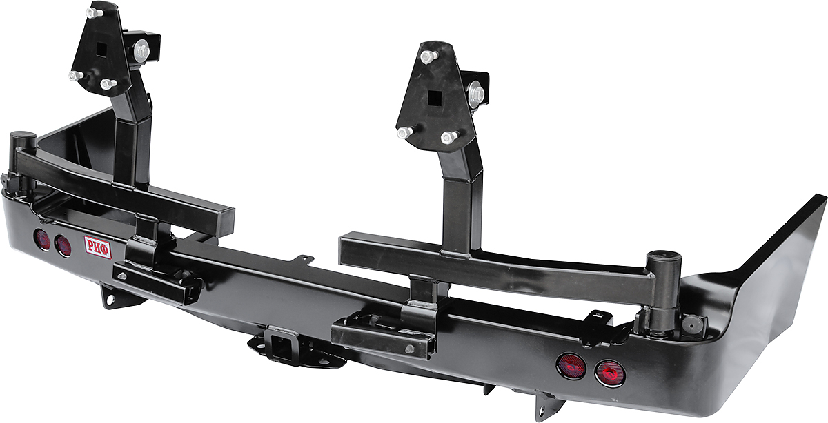 Бампер задний силовой Toyota Land Cruiser 105 с квадратом под фаркоп, 2-мя калитками и фонарями Бампер задний силовой Toyota Land Cruiser 105 с квадратом под фаркоп, 2-мя калитками и фонарями