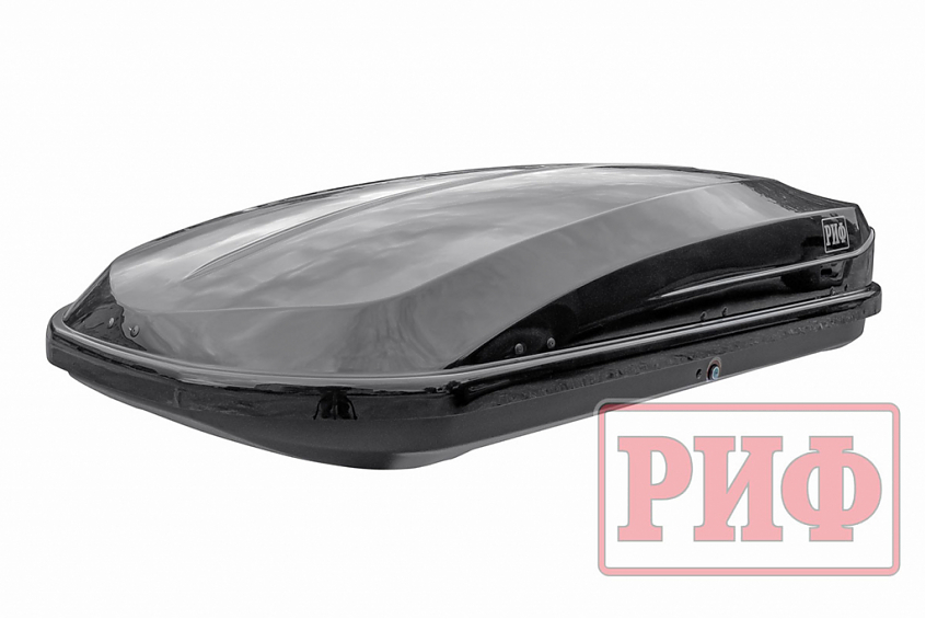 Автобокс на крышу РИФ Курорт 450 л черный глянец, двусторонний