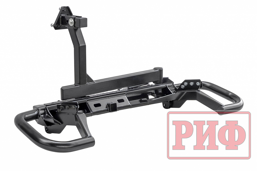 Бампер РИФ силовой задний Mitsubishi Pajero Sport 2015+ c квадратом под фаркоп, калиткой, подсветкой номера