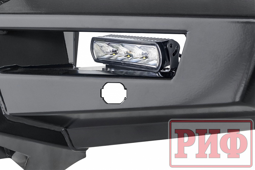 Бампер РИФ силовой передний Mitsubishi Pajero Sport 2015+ с доп. фарами (арт. B0205), защитной дугой, защитой бачка омывателя, под парктроник