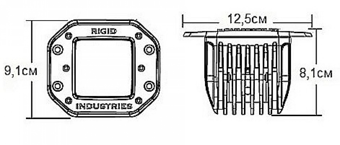 Светодиодные фары Rigid D-серия PRO (4 светодиода) - Рабочий свет - Врезная установка (пара) Midnight Edition