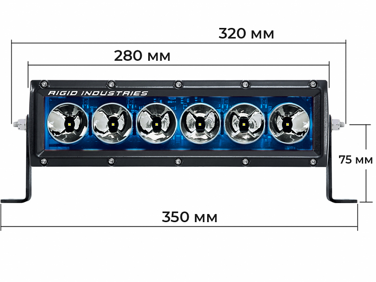 Светодиодная балка 10″ Rigid Radiance Plus cерия (6 Светодиодов) Синяя подсветка