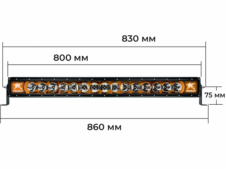 Светодиодная балка 30″ Rigid Radiance Plus cерия (15 Светодиодов) Янтарная подсветка