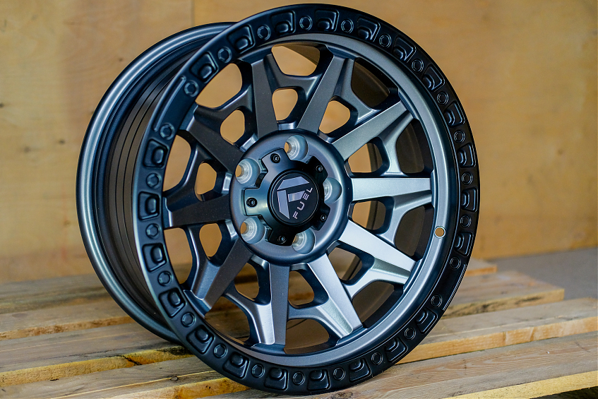 ДИСК АВТОМОБИЛЬНЫЙ АЛЮМИНИЕВЫЙ ЛИТОЙ Fuel Covert(РЕПЛИКА) 17Х9 ET-12 5X127 ЦО-71.56 МАТОВЫЙ ЧЕРНЫЙ ОБОД + СЕРЫЙ ЦЕНТР