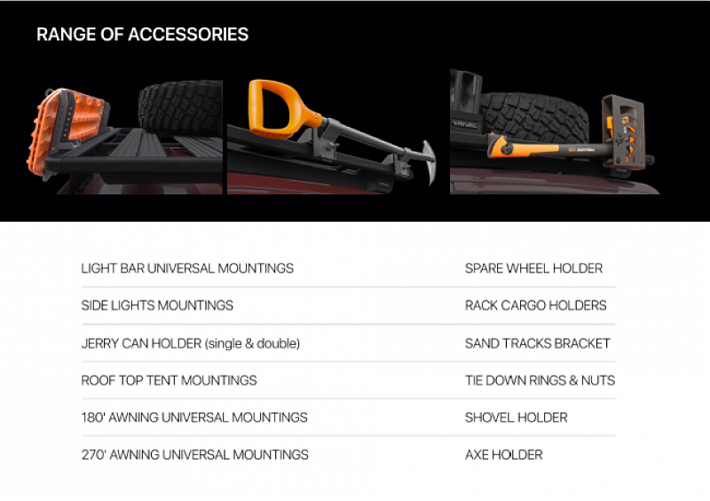 Багажник алюминиевый (платформа с креплением) Rival 1715x1430 для Jeep Wrangler JL 4дв. 2017+