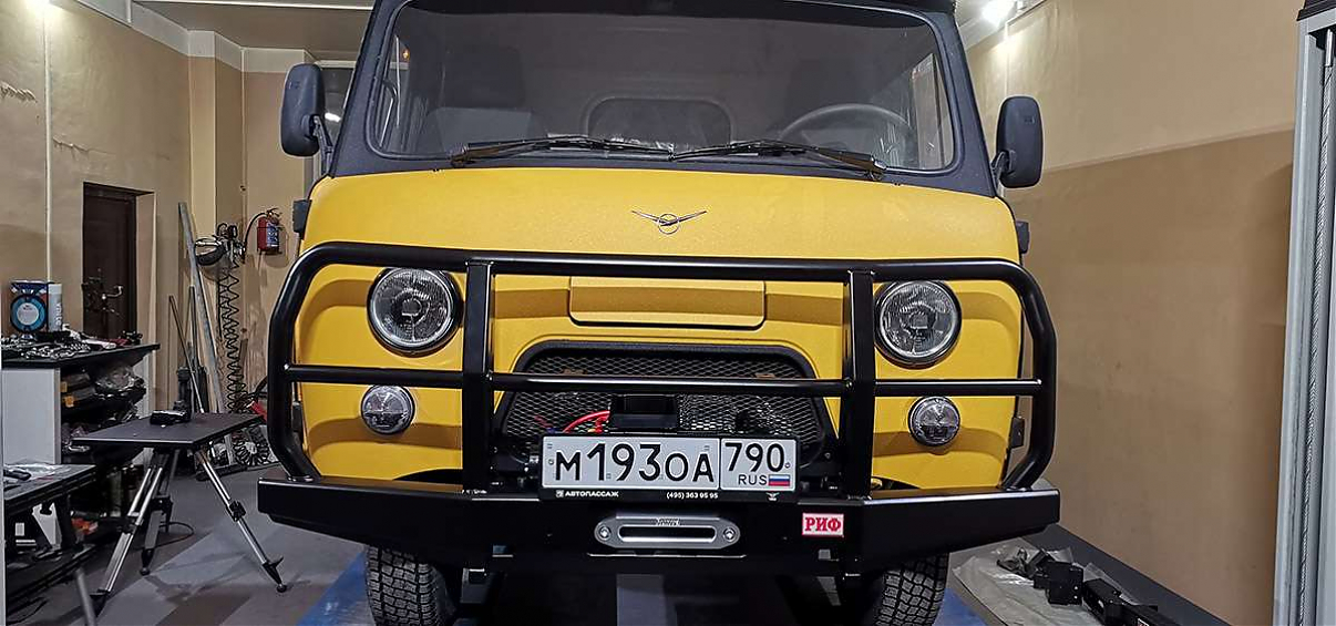 Бампер РИФ силовой передний УАЗ Буханка усиленный с защитной дугой