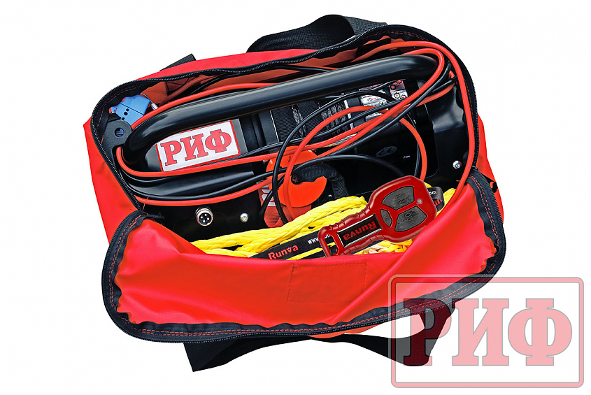 Лебёдка переносная РИФ 2500ASR c малой площадкой и проводами (в сборе) синтетический трос