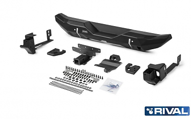 Силовой бампер задний RIVAL алюминиевый для Jeep Wrangler JL, короткий
