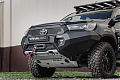Бампер силовой алюминиевый Rival передний для Toyota HiLux Revo 2021- (черный, без ПТФ)