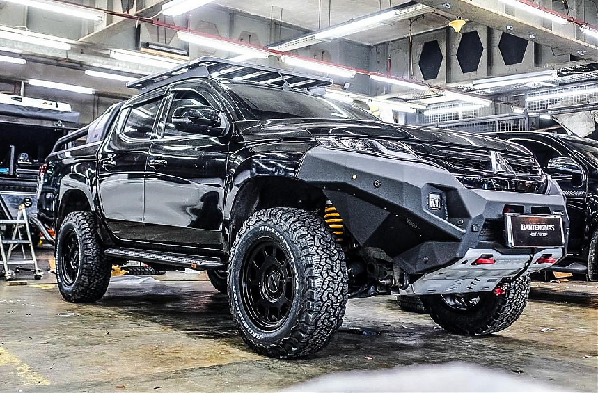 Бампер силовой передний RIVAL алюминиевый черный Mitsubishi L200 2018+ Рестайлинг