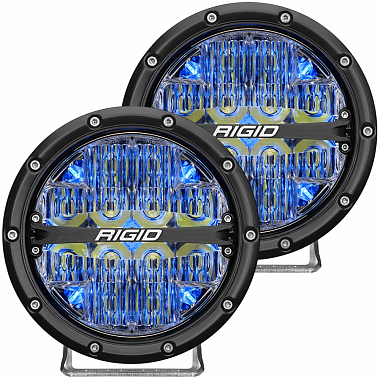 Светодиодные фары Rigid 360 Серия 6″ Водительский свет – Синяя Подсветка (Пара)