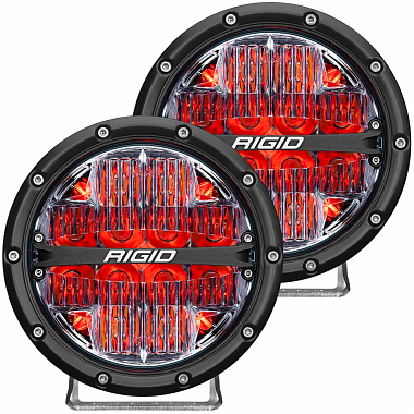 Светодиодные фары Rigid 360 Серия 6″ Водительский свет – Красная Подсветка (Пара)