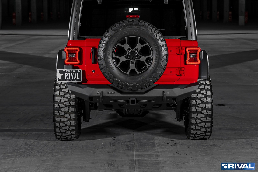 Силовой бампер задний RIVAL алюминиевый для Jeep Wrangler JL, короткий