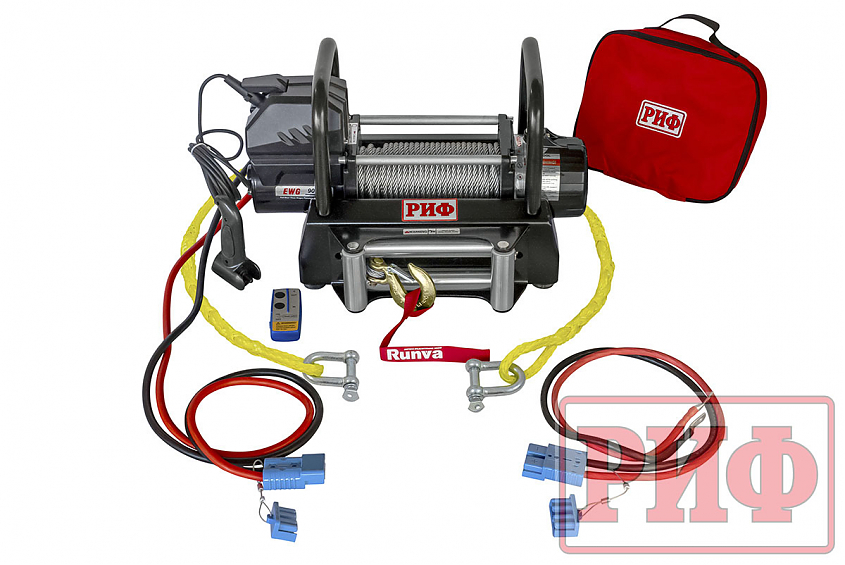 Переносной комплект лебедки РИФ 9000U c площадкой и проводами (стальной трос) 