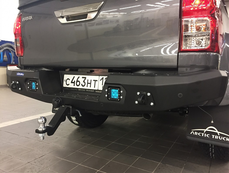 Бампер силовой задний RIVAL алюминиевый черный Mitsubishi L200 2015-2018