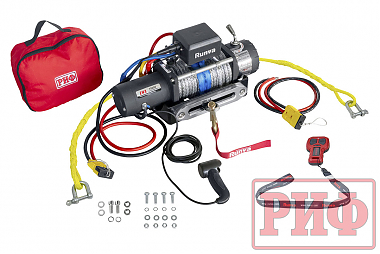 Переносной комплект лебедки РИФ 10000SR c площадкой на цепях и проводами (синтетический трос)