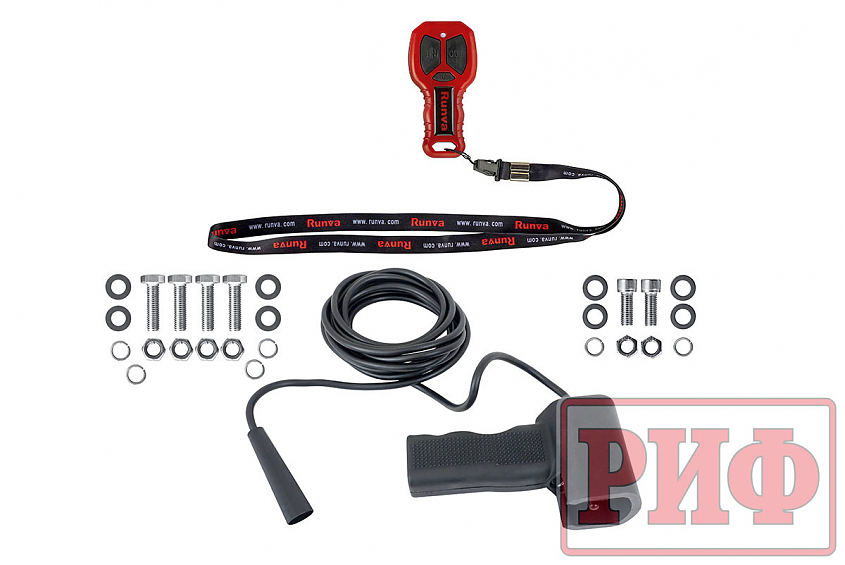 Переносной комплект лебедки РИФ 10000SR c площадкой на цепях и проводами (синтетический трос)