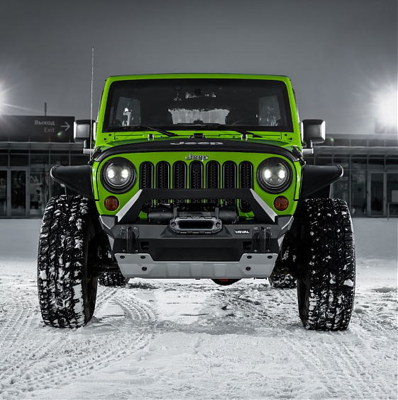 Силовой бампер передний RIVAL алюминиевый короткий для Jeep Wrangler JK, JL (с защитой рулевых тяг)