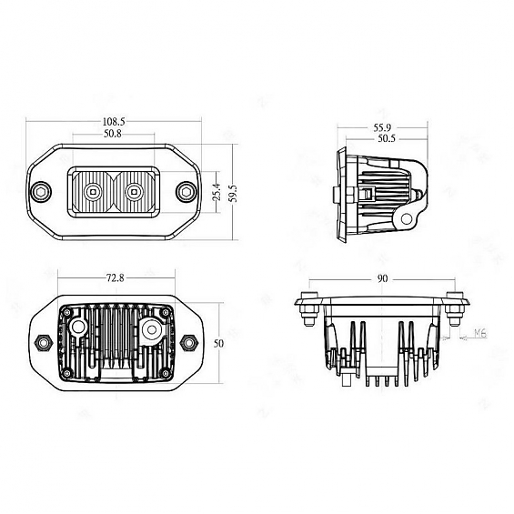 Фары рабочего света AURORA 76x38 мм 20W LED ALO-E-L-2-E7T