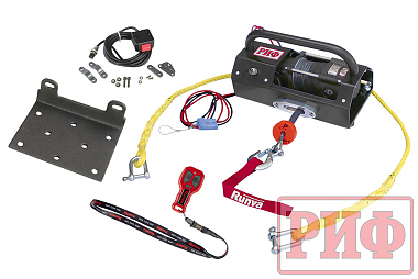 Лебёдка переносная РИФ 2500ASR c малой площадкой и проводами (в сборе) синтетический трос