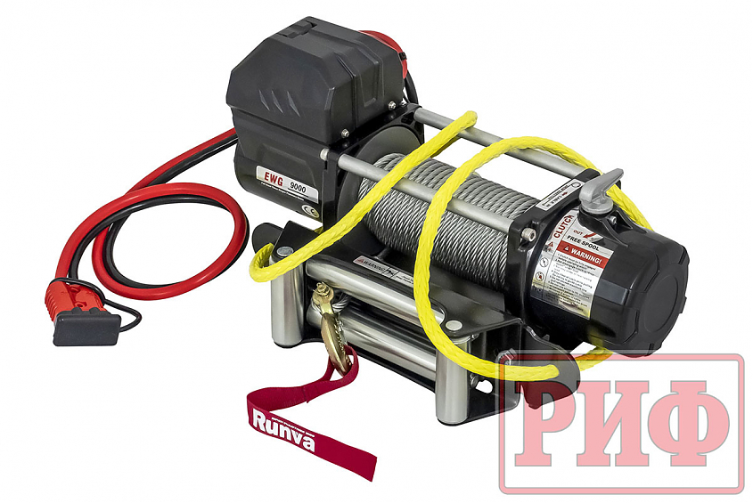Лебёдка переносная РИФ 9000U c квадратом для фаркопа, стальной трос (облегченная)