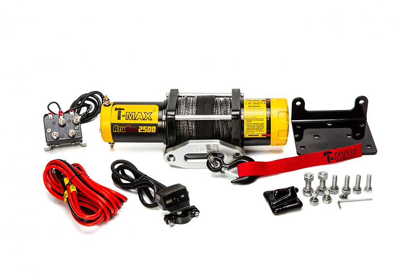 Лебедка электрическая для квадроцикла (ATV) T-Max ATW PRO 2500  с синтетическим тросом