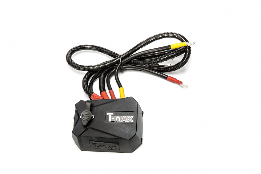 Лебедка автомобильная электрическая T-Max HEW-9500 X Power 12В с синтетическим тросом