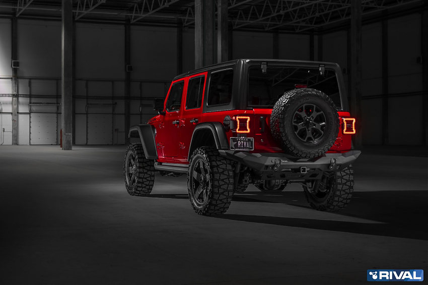 Силовой бампер задний RIVAL алюминиевый для Jeep Wrangler JL, длинный