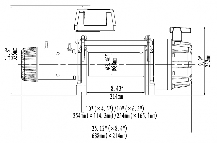 Лебёдка электрическая индустриальная 12V Runva 18000 lbs влагозащищенная, стальной трос