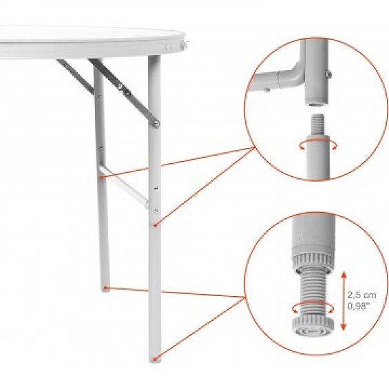 Стол HELIOS складной овальный 120х60х70 см. (АЛЮМИНИЙ)