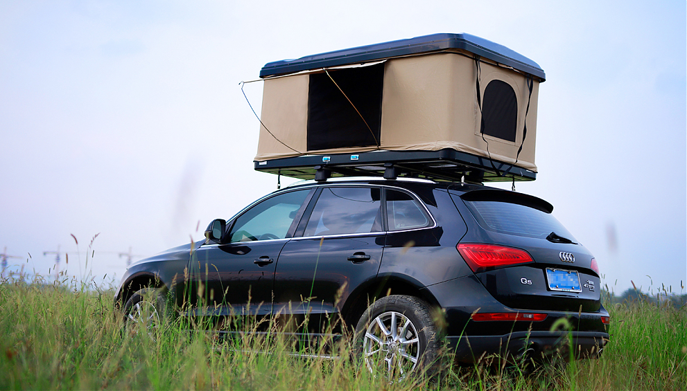 Палатка на крышу автомобиля РИФ Hard RT04-125, корпус черный, тент серый 210х125х150